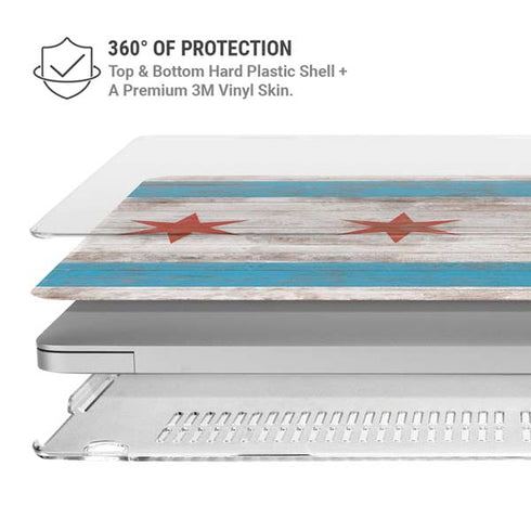 Chicago Flag Dark Wood MacBook Air 15in (2023-2025) Case plus Skin